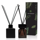 Luxury Customised Floral Reed Diffuser Square Black Glass Bottle Perfume With Box