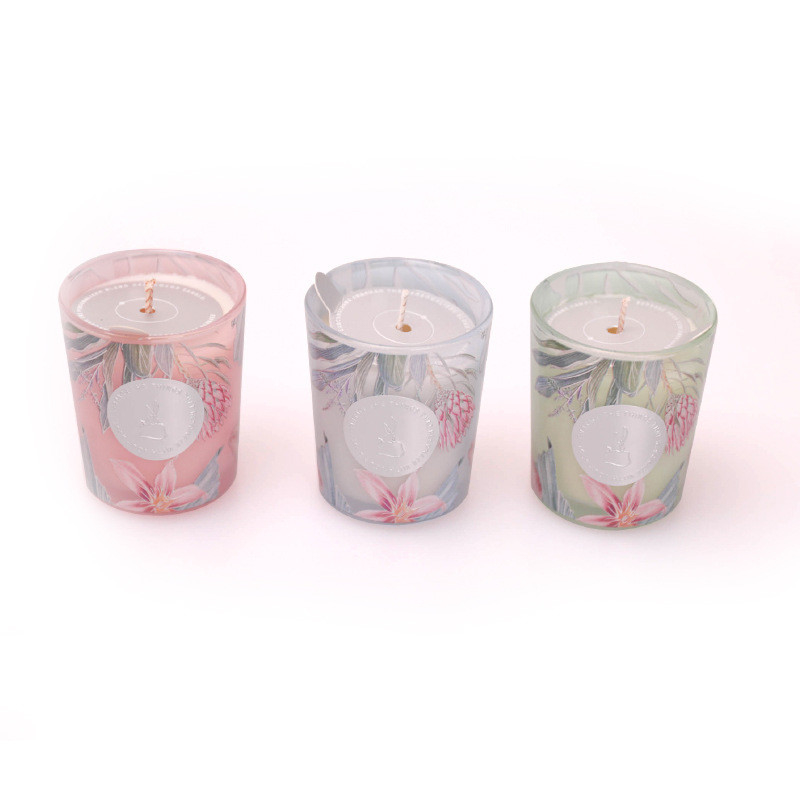 Handmade Soy Wax Scented Candles Applique Glass Cup Home Smokeless Romantic