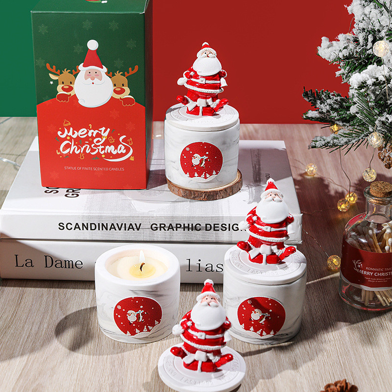 Christmas Man Aroma Scented Candles Set Soy Wax Decoration Eco Enviroment