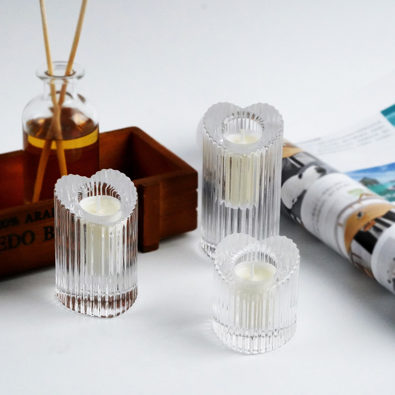 Simple Transparent Candle Scented Wavy Glass Romantic Diffuser Gift Set